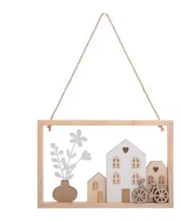 Veľkonočné a jarné dekorácie Kinekus Ozdoba závesná obraz 12x13 cm drevená