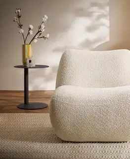 Lounge kreslá DELIFE Lounge kreslo Zena 75x85 cm bouclé biela