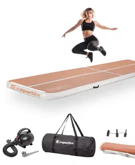 Žinenky Airtrack inSPORTline Airstunt 400x100x10 cm mocha mousse s elektrickou pumpou