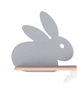 Svietidlá  LED Detské nástenné svietidlo s poličkou RABBIT LED/4W/230V šedá/biela/drevo 21-84743