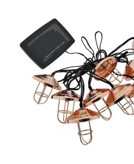 LED osvetlenie  LED Solárny reťazec 10xLED/1,2V 300 mAh 3,8 m IP44 medený 034 0001076