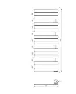 Radiátory do kúpeľne AQUALINE - MYTHOS vykurovacie teleso 500x1430, biela LLM514W
