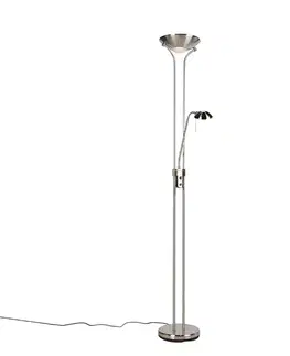 Stojace lampy Oceľová stojaca lampa s lampou na čítanie vrátane LED a stmievača - Diva 2