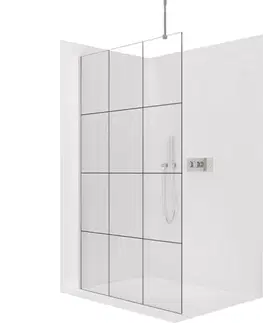 Sprchovacie kúty CERANO - Sprchová zástěna Walk-in Onyx Top Round L/P - 8 mm - kulatá vzpěra - chrom, industriální sklo - 140x200  CER-8050BD1490