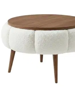 Konferenčné stolíky Čalúnený odkladací stolík Daisy Cream Walnut