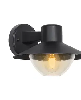 Nástenné svetlá Záhradná lampa Cosmos, nástenné svietidlo 26x17cm, čierna, 1x40W, E27, okrúhly kôš, IP44