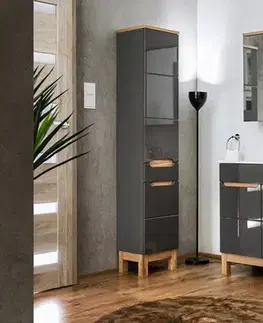 Kúpeľňový nábytok COMAD - Vysoká skrinka 2 dvierka 1 szuflada BALI GRAPHITE 5907611647561