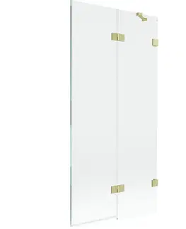 Sprchové dvere MEXEN/S - Lunar vaňová zástena 2-krídlová pravá 90 x 150, transparent, zlatá kartáčovaná 897-090-100-55-00-P