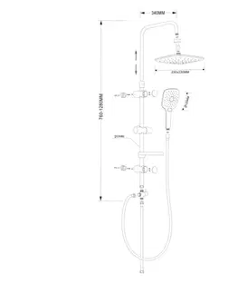 Sprchy a sprchové panely AQUALINE - KERA sprchový stĺp s pripojením na batériu, čierna mat SL435
