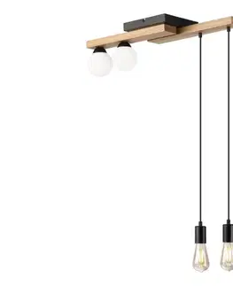 Svietidlá  Luster na lanku CORTINA 2xE27/15W/230V + 2xG9/5W/230V čierna/dub LM-4.235/CZARNY