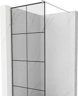 Sprchové dvere MEXEN/S - Kioto Sprchová zástena WALK-IN 80 x 200, čierny vzor 8 mm, nikel kefovaná 800-080-101-97-77
