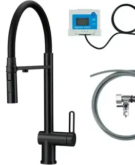 Kúpeľňové batérie DEANTE - Magnetic batéria kuchynská nero, so sadou na filtráciu vody, s elastickou hubicou; BRMFN75M