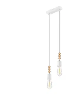 Svietidlá  Luster na lanku SIMON 2xE27/60W/230V biela/buk LM-2.108 WHITE