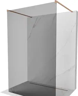 Sprchové dvere MEXEN/S - Kioto samostatne stojaca sprchová zástena 120 x 200, grafit 8 mm, meď kartáčovaná 800-120-002-65-40