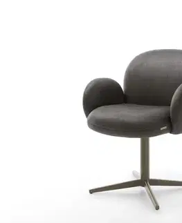 Jedálenské stoličky DELIFE Otočná jedálenská stolička Nube-Flex s opierkami mikrovlákno antracit vintage podstava titánová efektová úprava otočná o 360° vrecková pružina