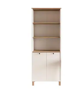 Regály SMART regál s dvierkami, biela