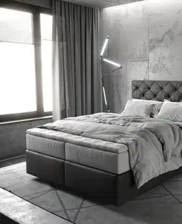 Postele Boxspring DELIFE Boxspring posteľ Dream-Great 140x200 cm mikrovlákno antracitová vintage s vreckovou pružinovou matracou a visco topperom