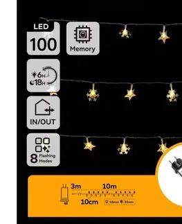 LED osvetlenie  B.V.  - LED Vonkajší  reťaz 100xLED/8 funkcií 13m IP44 teplá biela B103031SJ