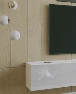 TV stolíky ArtExt Závesný TV stolík JOY | 200 cm Farba: R3 biely lesk