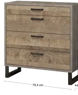 Komody NABBI Bova CH-4DR zásuvková komoda pieskový dub / woodcon
