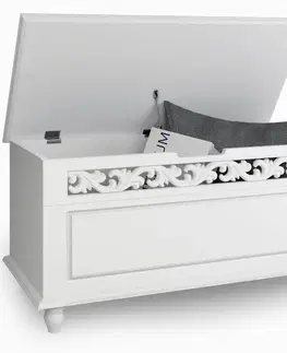 Truhly a úložné boxy Dřevěná truhla bílá D2565 Dekorhome