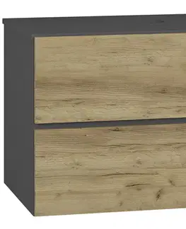 Kúpeľňový nábytok NABBI Baleta S80 kúpeľňová skrinka pod umývadlo antracit / craft zlatý