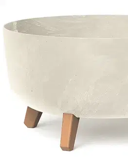Kvetináče a truhlíky NABBI DGRL400LE plastový kvetináč na nožičkách 38 cm krémová