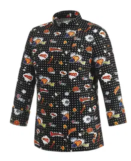 Dámske blúzky EGOCHEF Dámsky kuchársky rondon EGOchef Pop-art - dlhý rukáv XS