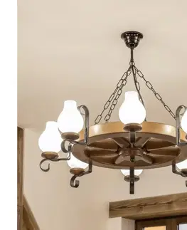 Svietidlá BRILAGI - Luster na reťazi ROATA 8xE14/40W/230V pr. 70 cm buk/orech EX-01052