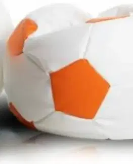 Sedacie vaky a kocky Sedací vak malá bielo oranžová futbalová lopta TiaHome