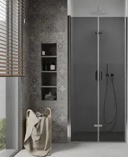 Sprchovacie kúty MEXEN - LIMA skladacie dvere 90x190 cm 6mm, chróm, grafit sa stenovým profilom 856-090-000-01-40