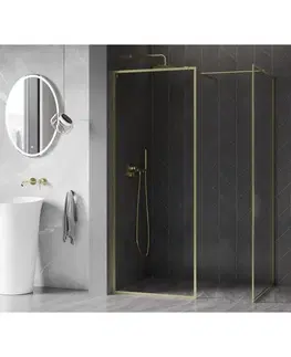 Sprchové dvere MEXEN/S - Kyoto-F Sprchová zástena WALK-IN s rámom 140 x 120, transparent 8 mm, zlato kefovaná 800-140-202-04-55-120