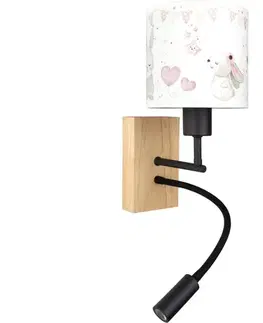 Svietidlá BRILAGI - LED flexibilná lampa BOBO WOOD 1xE27/25W/230V + LED/3W dubová/čierna/krémová/kráľovská modrá BG1564+BG5589