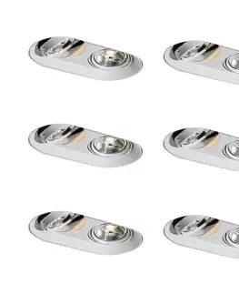 Zapustené svietidlá Sada 6 zaoblených zapustených bodových svetiel biela GU10 70 mm 2-svetelné - Hubs