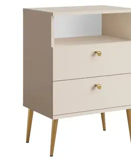 Nočné stolíky KONDELA Igne Typ 2 nočný stolík kašmír / zlatá