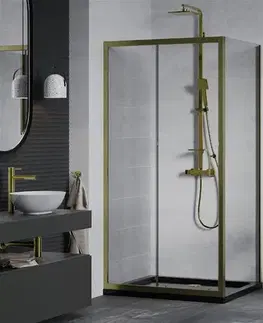 Vane MEXEN/S - Apia Sprchovací kút 90x80, transparent, zlato + vanička so sifónom 840-090-080-50-00-4070G