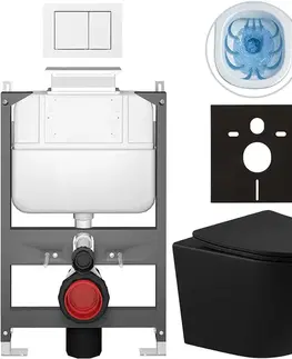 Záchody CERANO - Kompletný WC set Basic/Cesso - čierna matná - WC tlačidlo Maxio/Biela - ovládanie zhora - predstenová inštalácia - 49x36 CER-8050BD86345