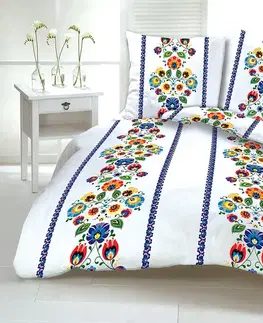 Obliečky Obliečky bavlnené Folklór modré TiaHome - 1x Vankúš 90x70cm, 1x Paplón 140x200cm
