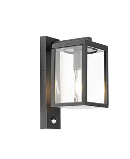 Vonkajsie svetlo so senzorom Vonkajšia nástenná lampa čierna s pohybovým senzorom IP44 - Charlois