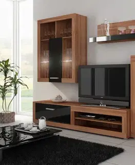 Obývacie steny MEBLOCROSS Viki obývacia stena slivka / čierna