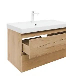 Kúpeľňový nábytok Kúpeľňová skrinka 2 zásuvková s umývadlom SAT B-Way 99x50x45 cm dub mat BWAY2100OAKU1BBI BWAY2100OAKU1BBI