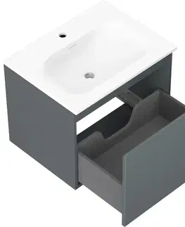Kúpeľňový nábytok MEXEN/S - Orio kúpeľňová skrinka 60 cm s umývadlom Vela, 1 šuplík, grafit mat/biela mat 91A10-06047-1-BF66-W23M01