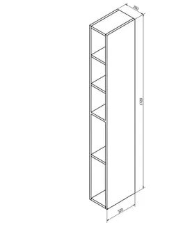 Kúpeľňový nábytok SAPHO - ESPACE otvorená policová skrinka 20x172x32cm, čierna mat ESC100-3535
