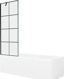 Sprchové dvere MEXEN/S - Cubik obdĺžniková vaňa 170 x 70 cm s panelom + vaňová zástena 70, čierna vzor 550317070X9507007077