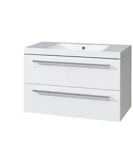Kúpeľňový nábytok Mereo Bino, kúpeľňová skrinka s umývadlom z liateho mramoru 101 cm, biela CN662M