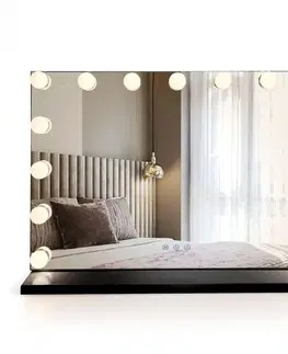 Kúpeľňové zrkadlá REA - Zrkadlo LED HOLLYWOOD Black HOM-12011