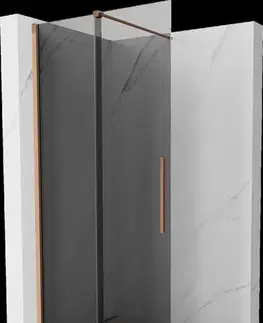 Sprchové dvere MEXEN/S - Velar Sprchová zástena posuvná Walk-in 110 x 200, grafit 8 mm, meď kartáčovaná 871-110-000-43-65