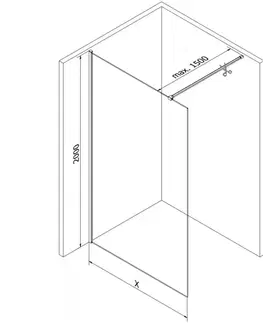 Sprchové dvere MEXEN/S - Kyoto-X Sprchová zástena WALK-IN 60 x 200, dekor 10 mm, zlato 800-060-101-50-30-X