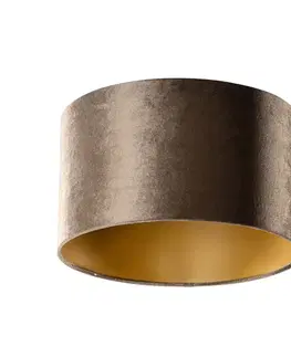 Tienidlo na lampu Zamatový tienidlo hnedé so zlatým vnútorným priestorom 35/35/20