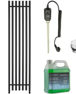 Doplnky do kúpeľne CERANO - Kúpeľňový elektrický radiátorový set Valerio - 900W - čierna matná - 1560x390 mm CER-978861
